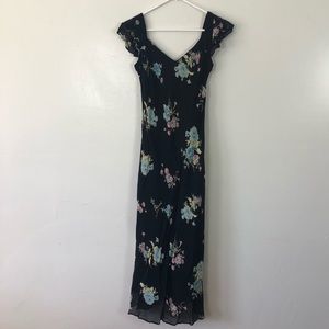 Evan Picone Black Floral Maxi Dress
